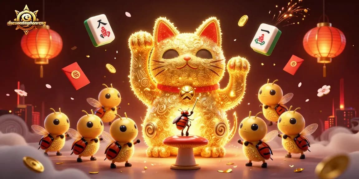 Engage with dacsandatphanrang's vibrant illustration showcasing a lucky cat and dynamic casino elements.