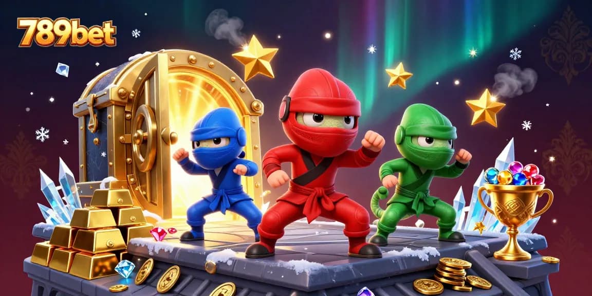 Engage with thrilling 789bet adventures while witnessing chameleons in vibrant colors perform martial arts in a treasure-filled scene.
