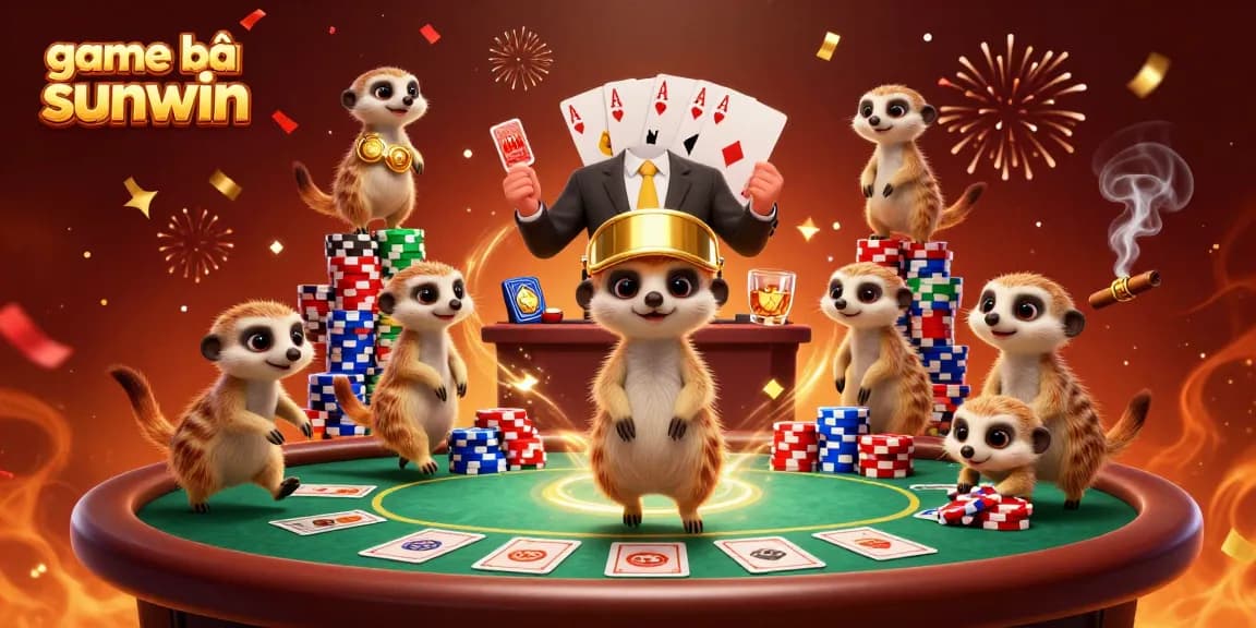 Engage in thrilling gameplay at game bài sunwin while meerkats run an exciting casino scene.