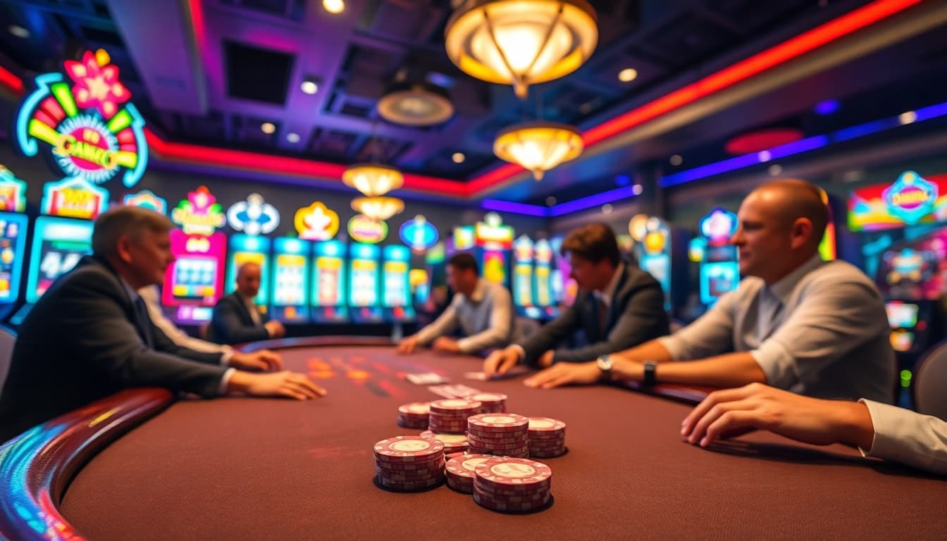 Permainan bbni4d di meja blackjack dengan suasana kasino yang menyenangkan.
