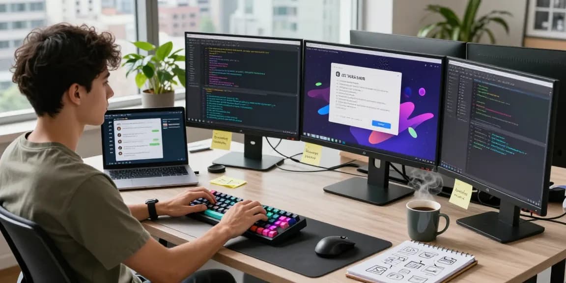 Engaging software development scene showcasing the 纸飞机中文版 application coding process.
