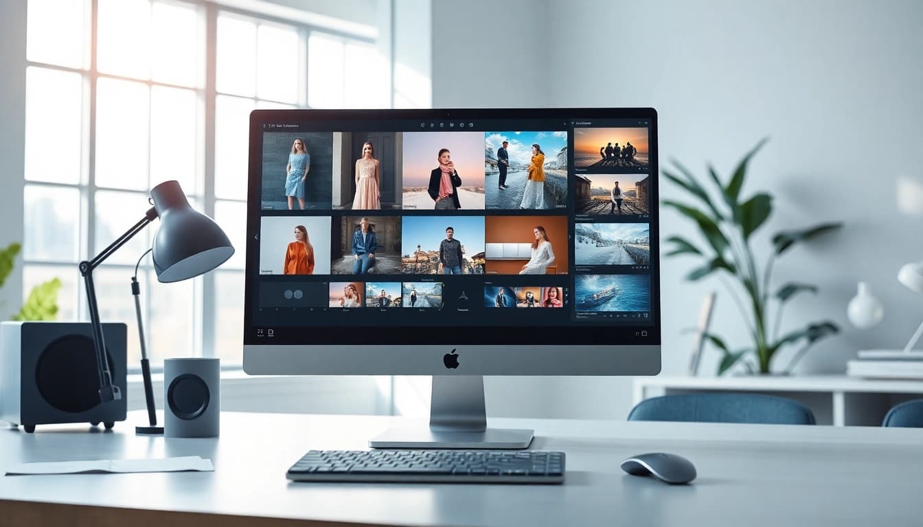 Advanced nano banana AI image editing interface in a modern workspace.