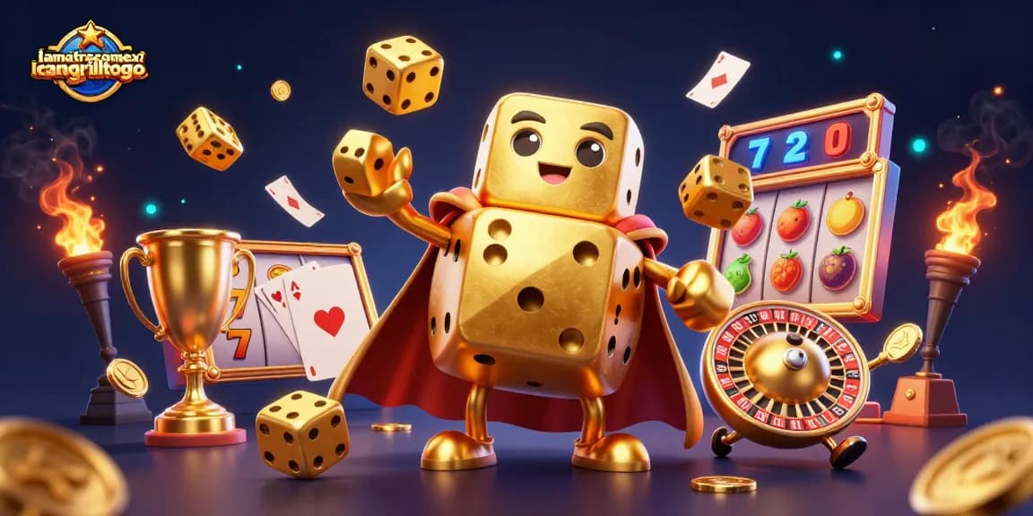 lamatracamexicangrilltogo showcases an exciting slot gaming scene with golden dice and vibrant elements