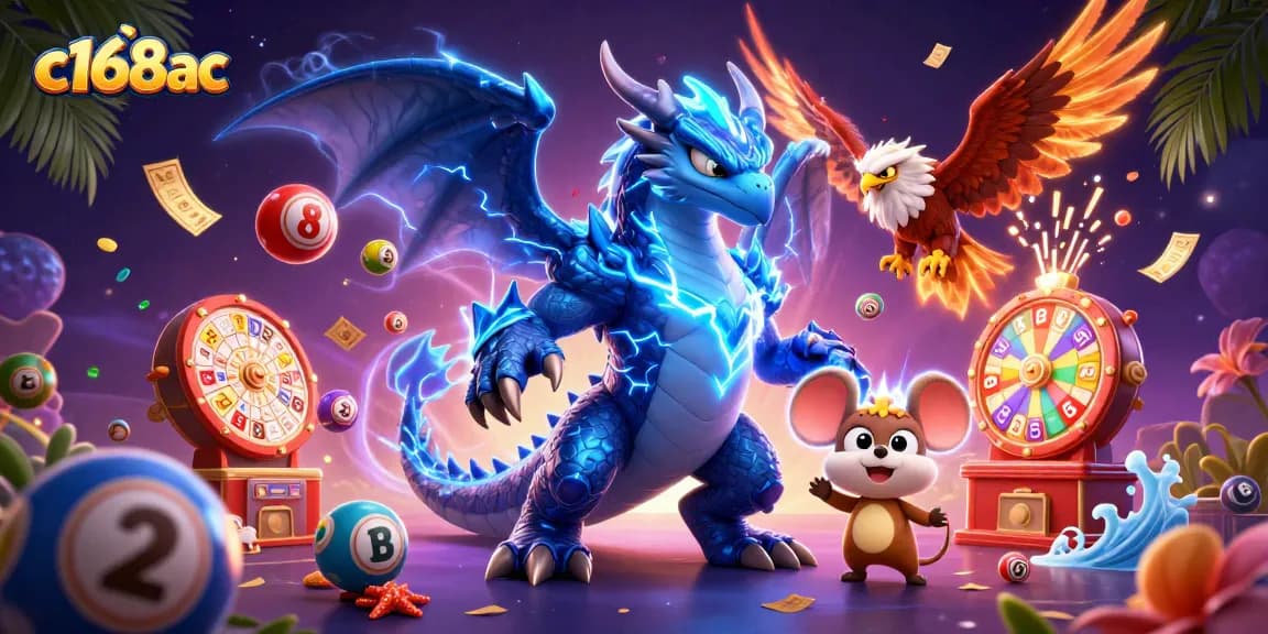 Experience thrilling wins with c168ac in a vibrant casino scene filled with colorful lottery elements.