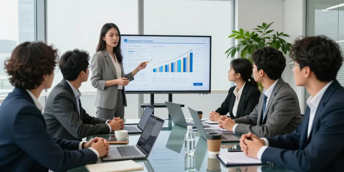 Team discussing MBM strategies in a modern conference room setting
