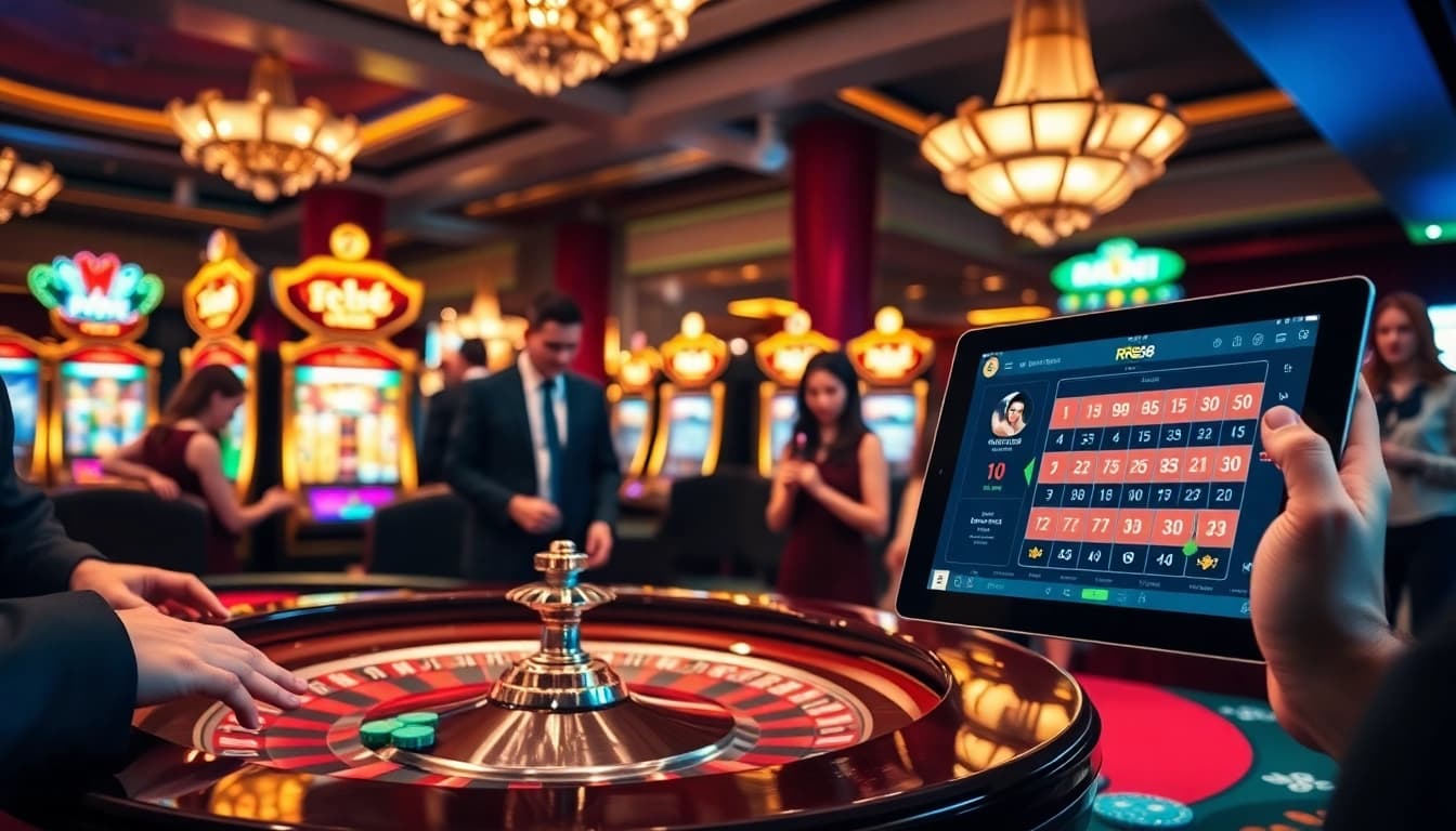 Experience thrilling gameplay at RR88 casino with vibrant gambling elements and engaged players.