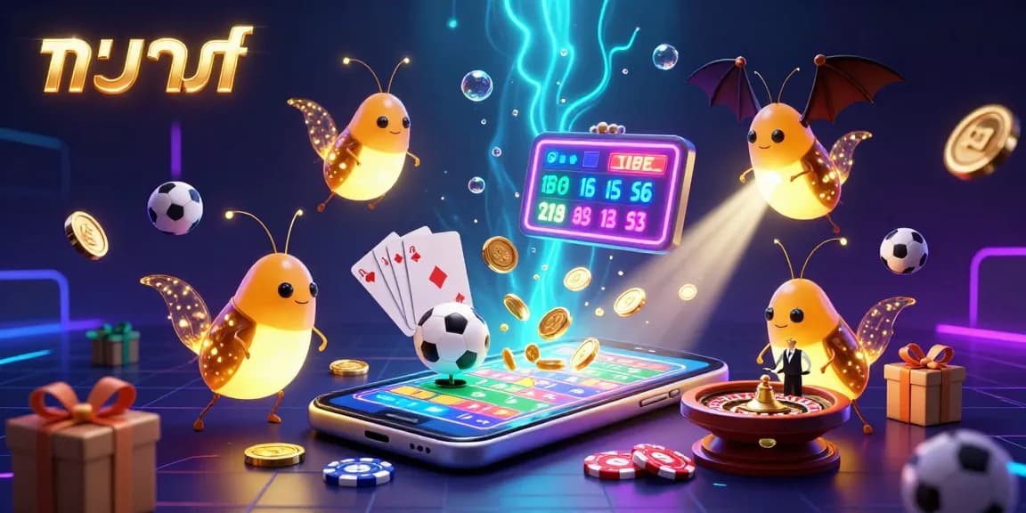 Dynamic sports betting scene with แทงบอล glowing elements, illustrating vibrant slots and football energy.