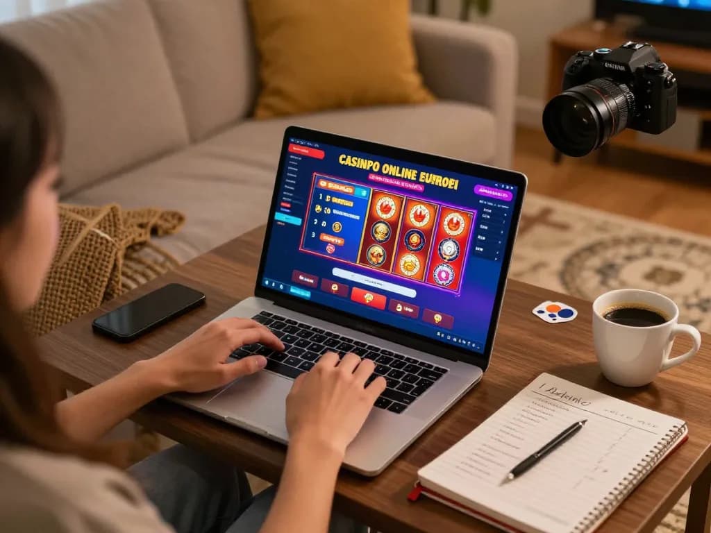 Engaging with casinò online europei interface on laptop at home, highlighting strategic gameplay.