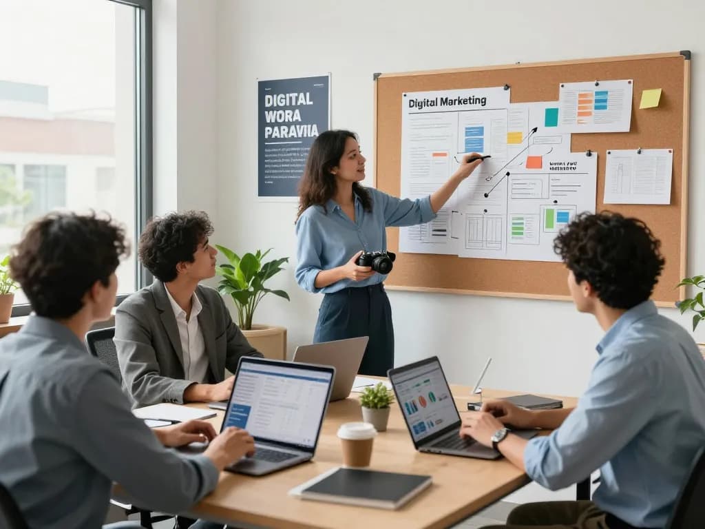 Best SEO Company NYC team brainstorming strategies in a modern office, enhancing collaboration.