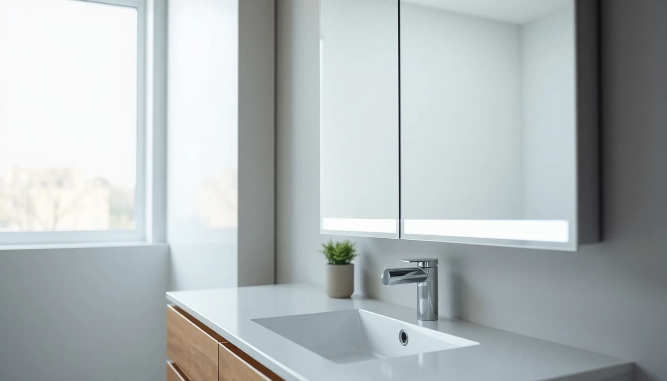 Erleben Sie den sonni Spiegelschrank mit modernem Design und LED-Beleuchtung für Ihr Badezimmer.