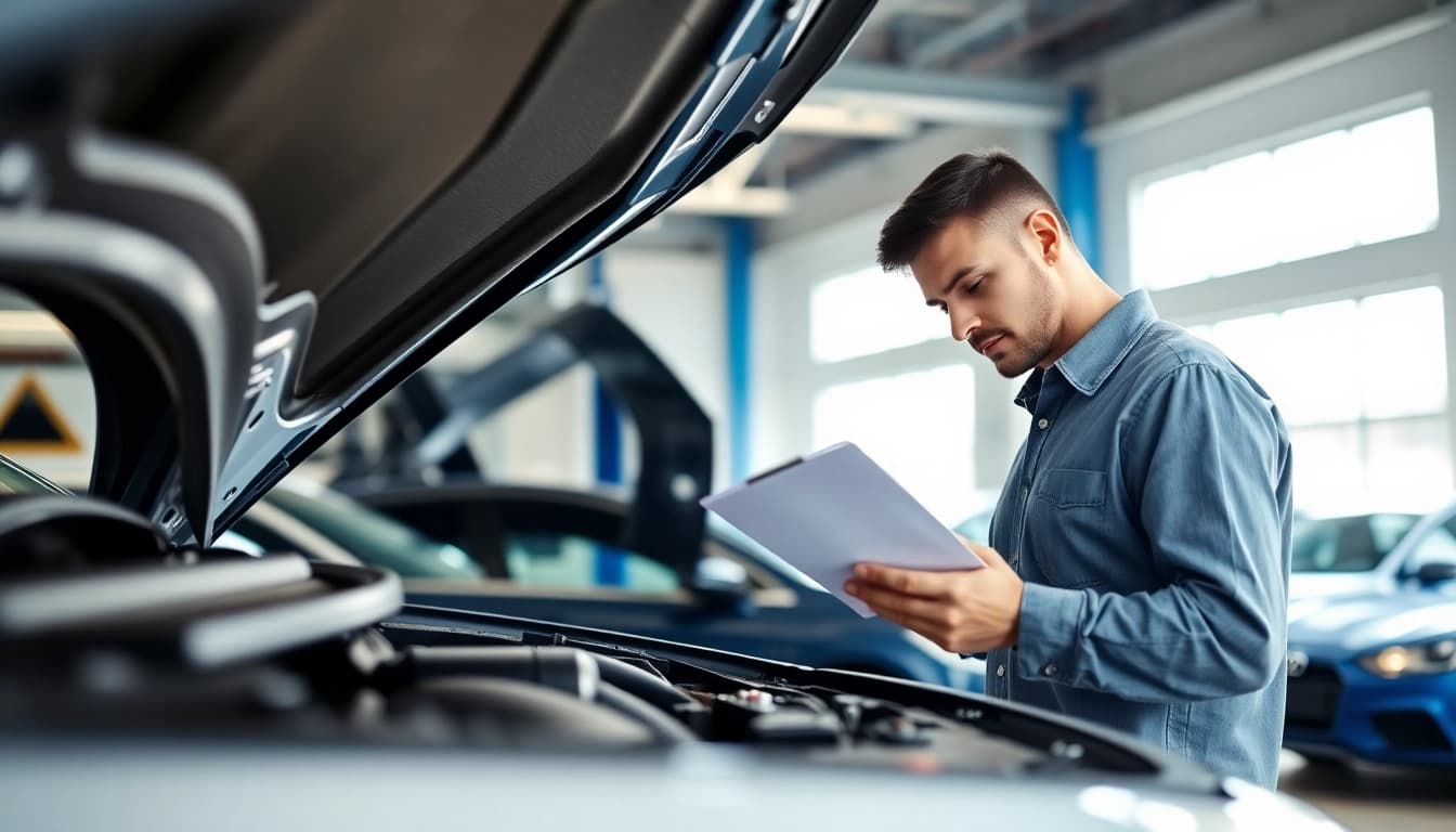 Evaluate extended auto warranty options during a professional car inspection.