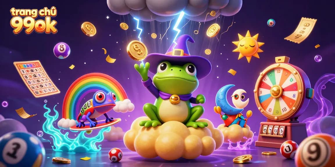 Experience excitement with 99ok as a vibrant storm of coins and prizes bursts forth in this colorful illustration.