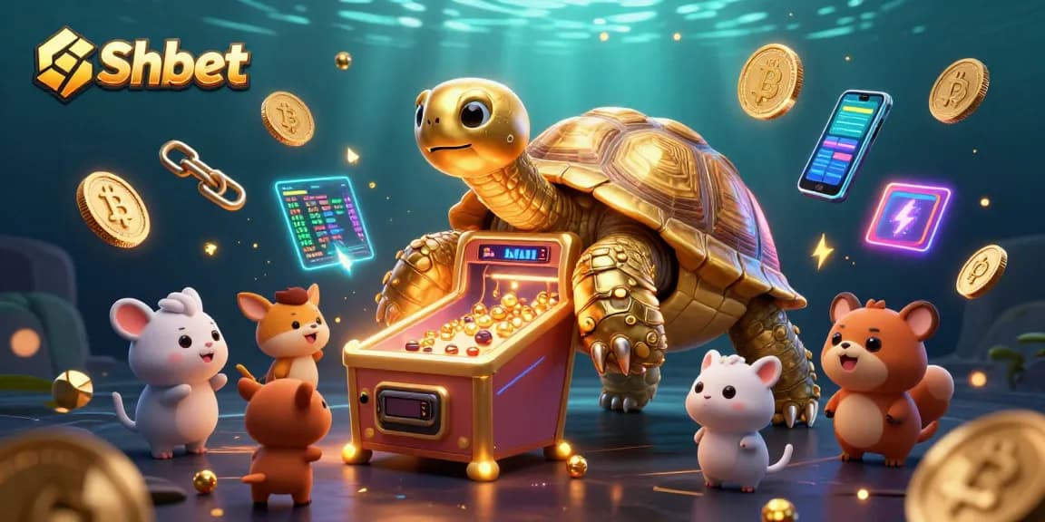 Shbet enhances your gaming experience with thrilling visuals featuring a golden tortoise pinball machine.