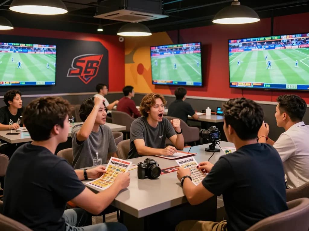 SC88 players celebrating a win in a lively sports betting lounge