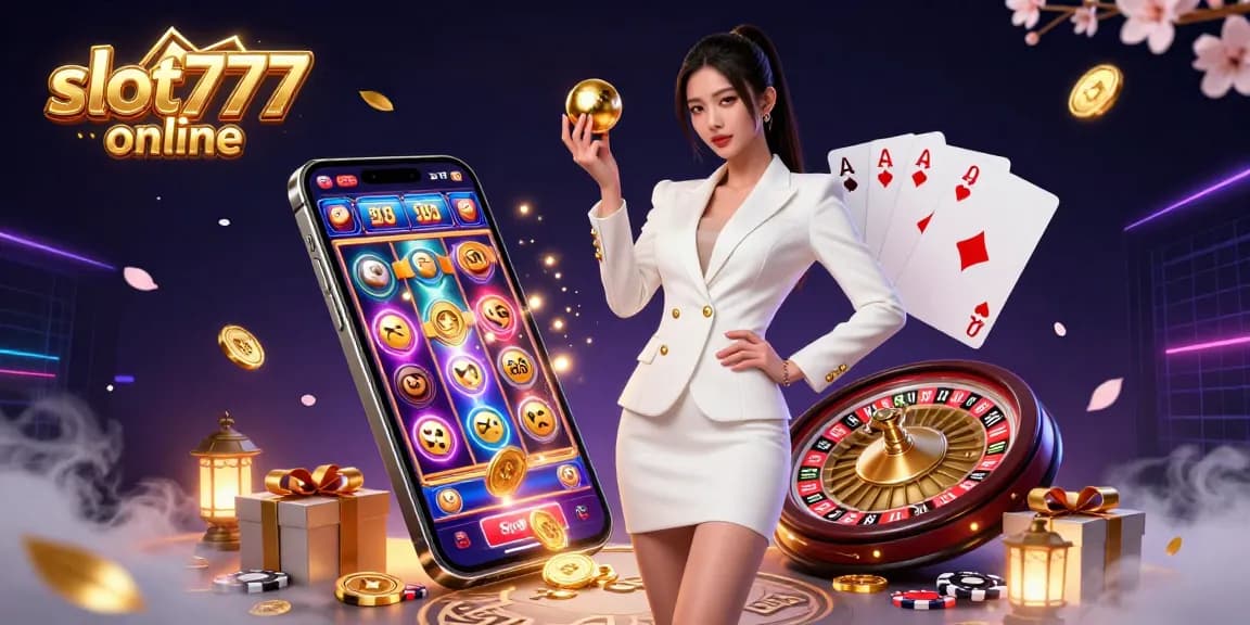 Experience thrilling gameplay with slot777 online, featuring vibrant characters, slot games, and casino elements.
