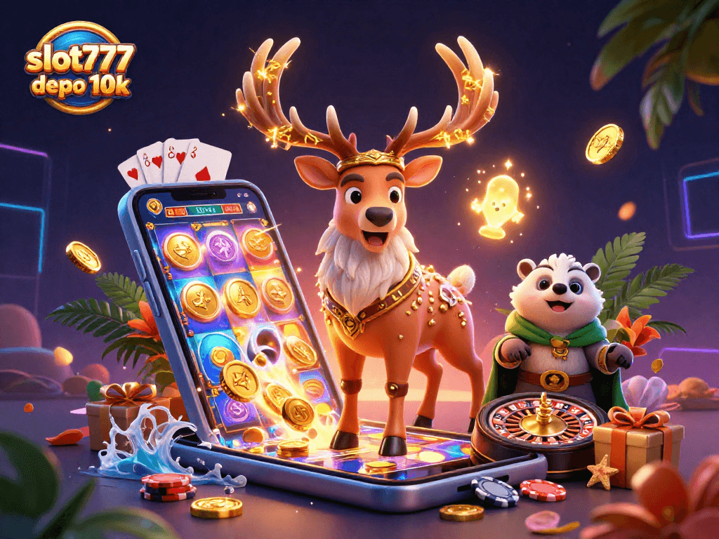 Experience the thrill of winning with slot777 depo 10k in this vibrant casino scene featuring captivating characters.