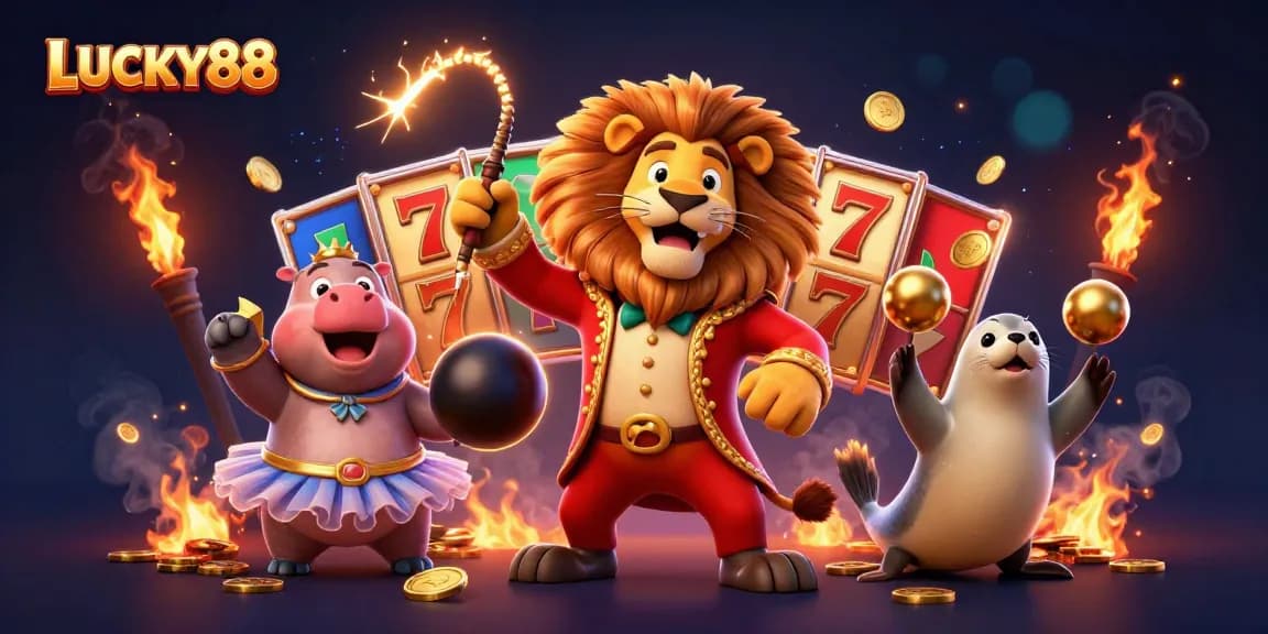 Engage with LUCKY88's dynamic slot experience featuring colorful characters and vibrant game elements.