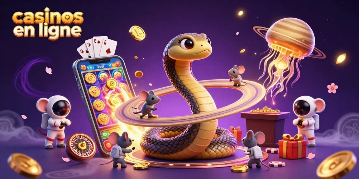 Découvrez l'univers des casinos en ligne avec une scène colorée mettant en avant jeux de casino et personnages amusants.