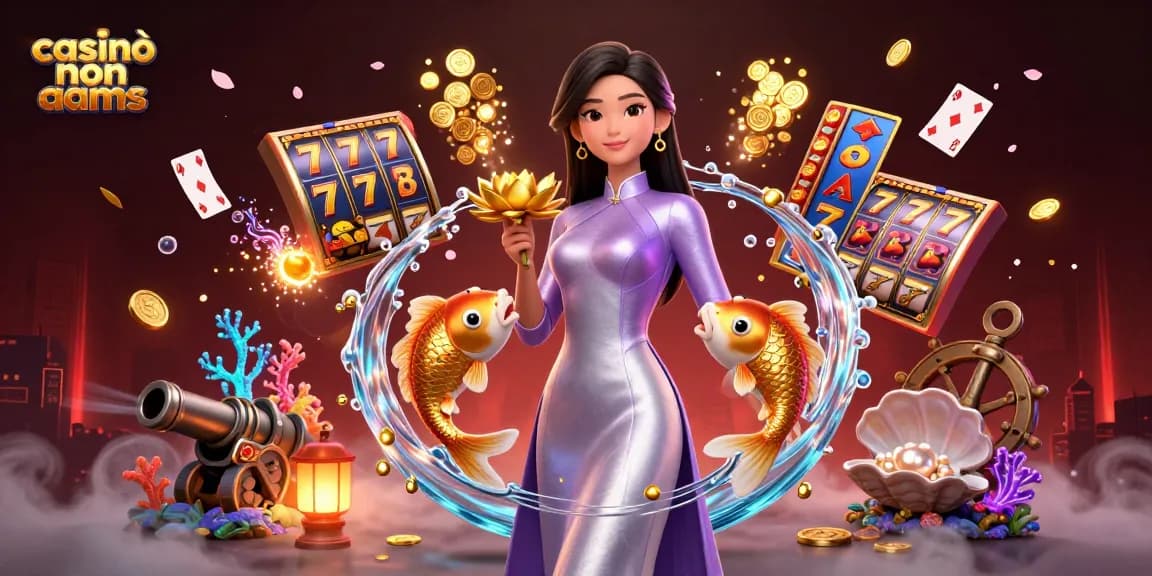 Scopri l'emozione dei casinò non aams con una vibrante scena d'azione che presenta pesci koi dorati e elementi vincenti delle slot.