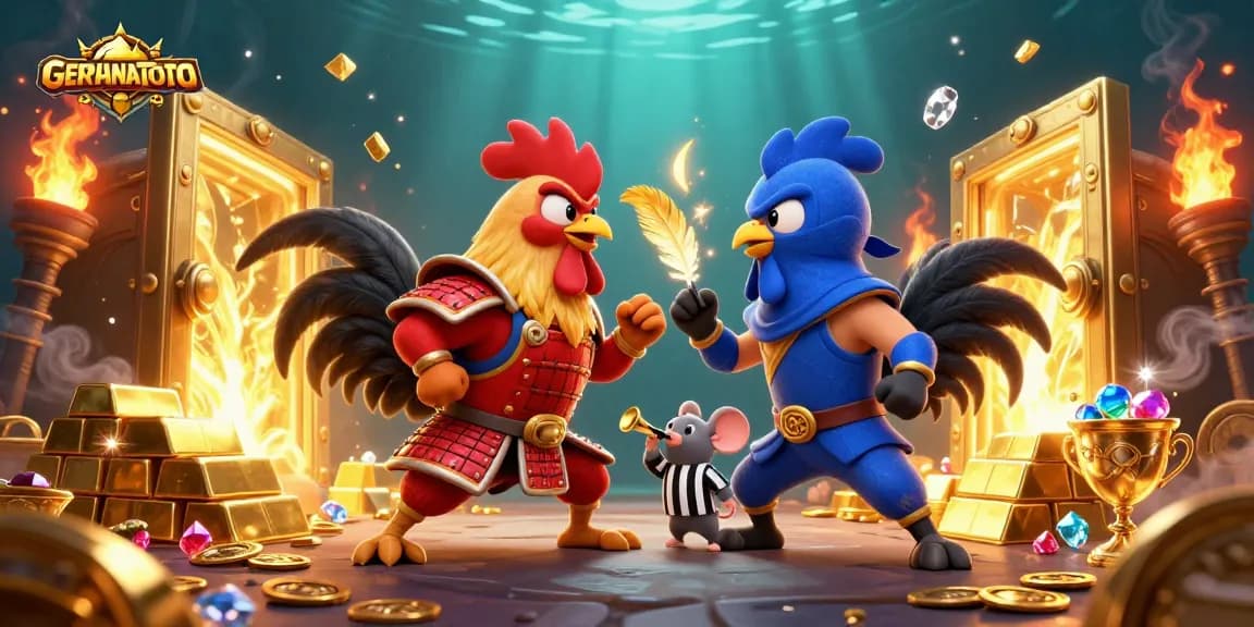 Taruhan menarik di GERHANATOTO dengan ayam tempur dan harta karun berkilauan