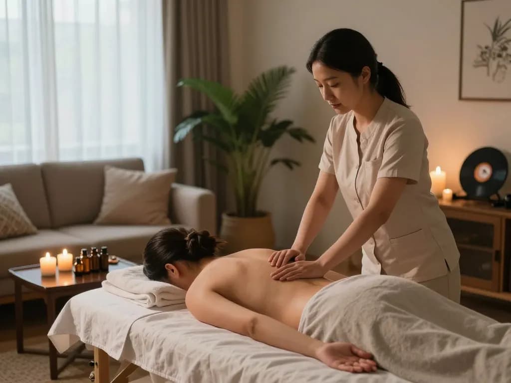 Premium home massage experience offered by maxim-anma.net with professional therapist and calming atmosphere.