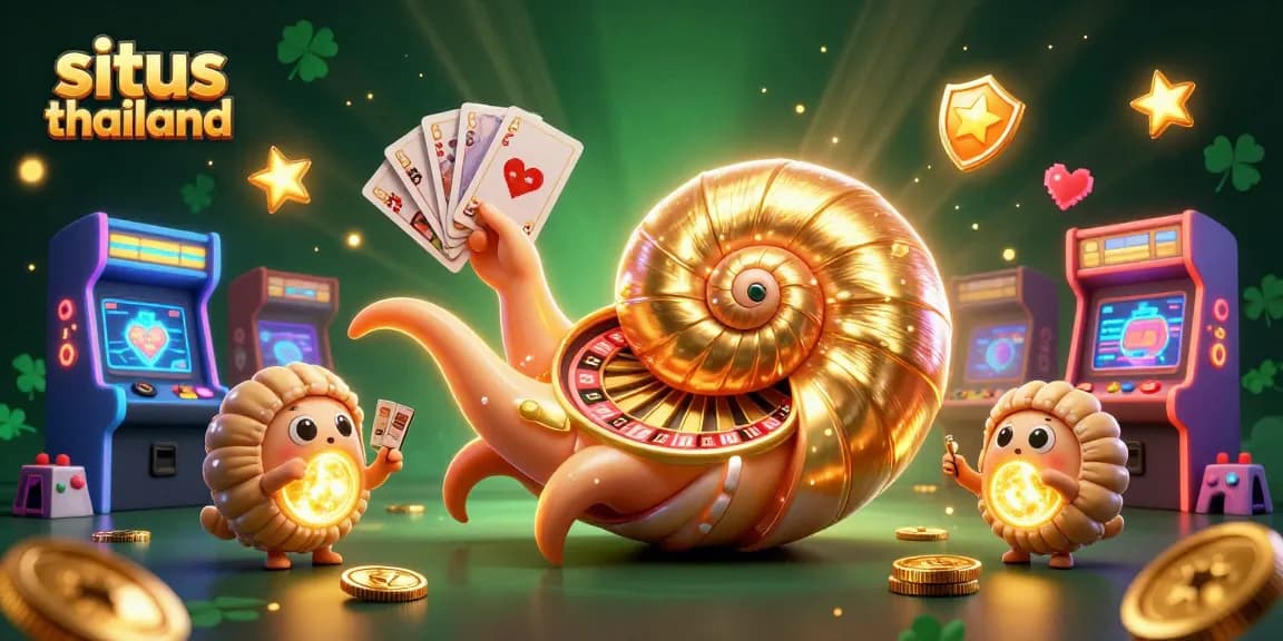 Experience situs thailand as a 3D ancient giant nautilus themed casino with vibrant game elements.