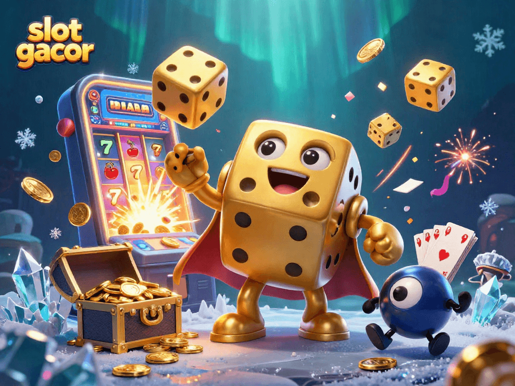 Experience the thrill of slot gacor with vibrant 3D characters and jackpot elements in this dynamic casino scene.