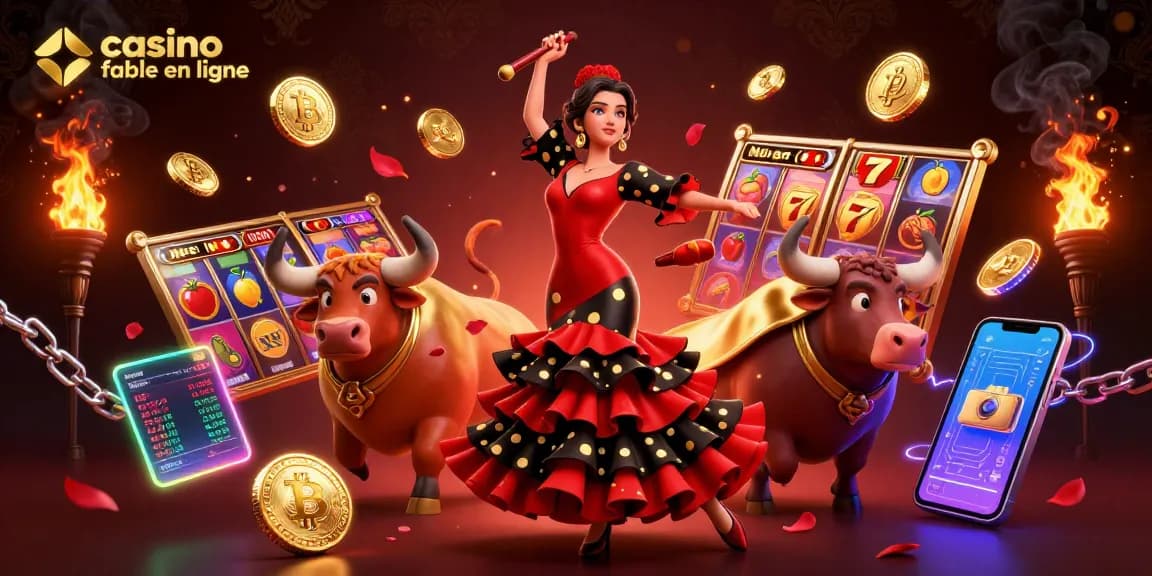 Engagez-vous à casino fiable en ligne avec une illustration 3D dynamique mettant en scène des joueurs et des symboles.