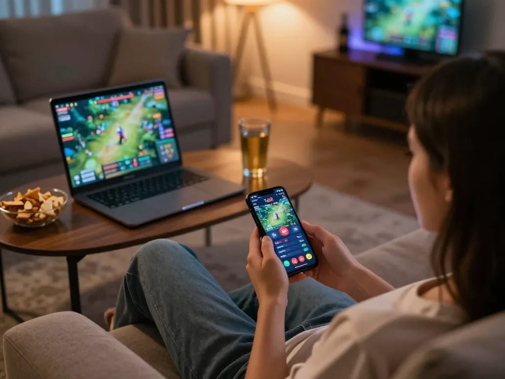 Engaging online casino gaming experience with tg88 app on smartphone in cozy home setting.