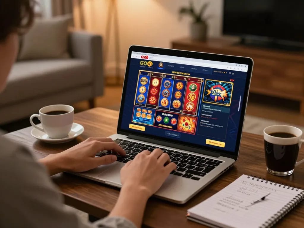 Người dùng Go88 tham gia trò chơi casino trực tuyến từ nhà, thể hiện lối chơi chiến lược và môi trường tương tác.