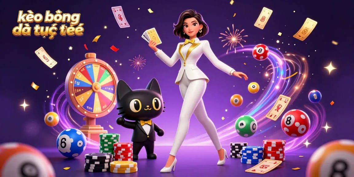 Experience engaging kèo bóng đá trực tuyến action with a glamorous woman, sports balls, and golden tickets.