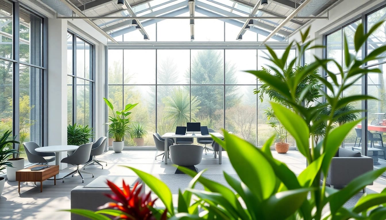 Wintergarten als Buero mit modernem Design und viel Tageslicht