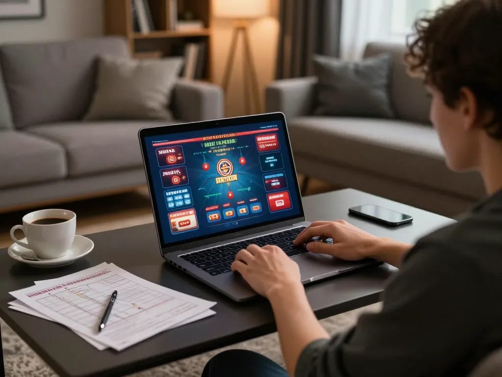 Engaging in online gaming at home showcasing casino non aams legali principles with strategic notes and vibrant interface