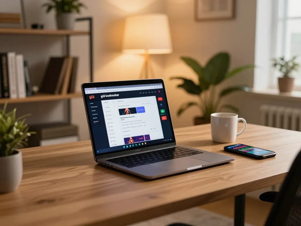 Engaging in online gaming with g28 bookmaker, showcasing a modern setup and strategic atmosphere.