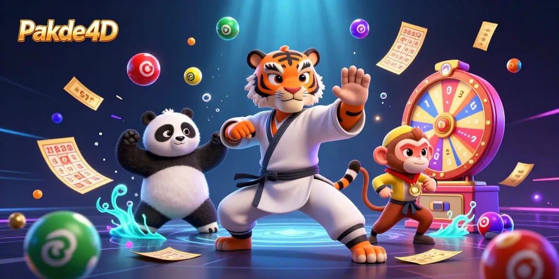 Experience the excitement at Pakde4D with vibrant lottery elements and engaging characters.