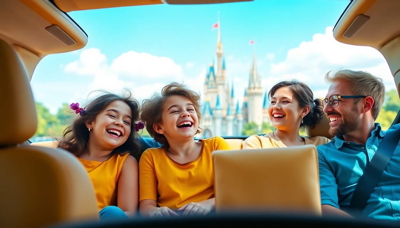 Enjoying a seamless Beauvais Airport to Disney Transfer with joyful family ambience.