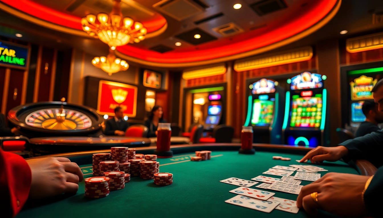 Engaging players in a thrilling QQ88 casino atmosphere with poker chips and roulette.