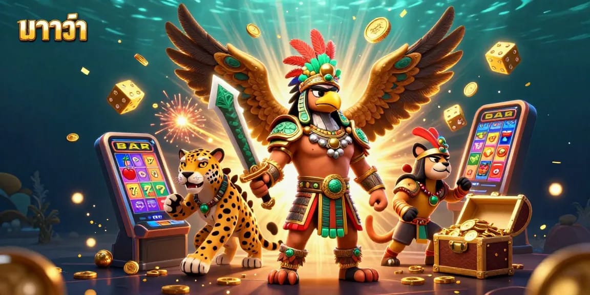 Experience the excitement of บาคาร่า with 3D characters and a dynamic casino scene filled with action.