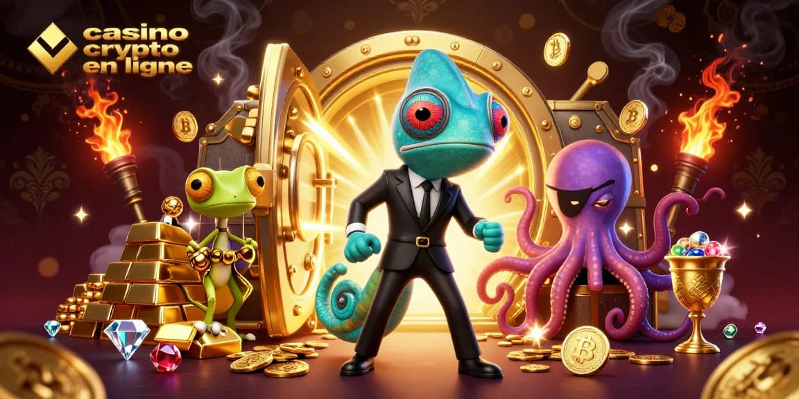 Découvrez l'excitation du casino crypto en ligne avec des personnages dynamiques et des trésors étincelants.
