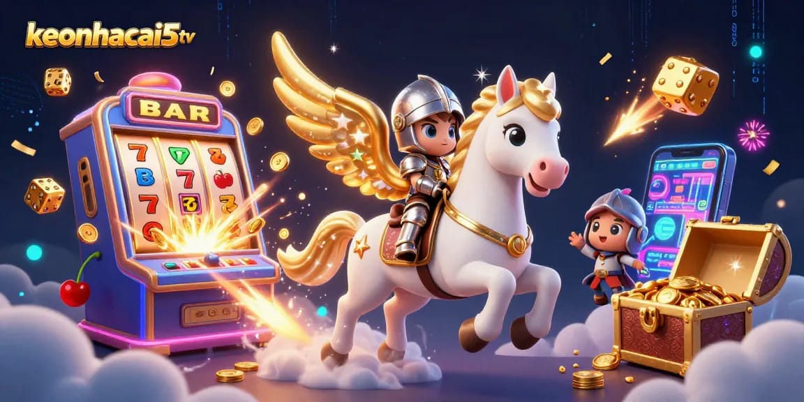 Experience the thrill of keonhacai5tv with a lucky celestial horse and jackpot elements in casino gameplay.