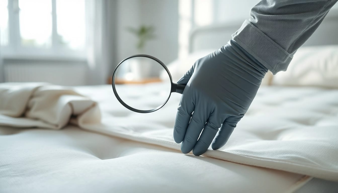 Inspecting bed bug services near me for signs of infestation with a professional pest control expert.