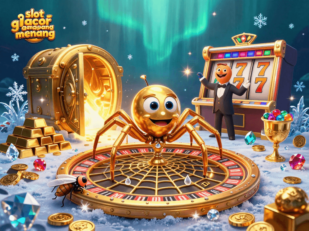 Engage in slot gacor gampang menang gameplay with a thrilling casino illustration filled with gold elements.