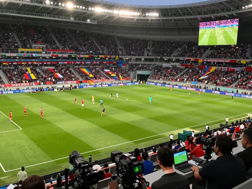 VAR Hoạt Động Như Thế Nào is evident in this dynamic view of a soccer match, showcasing technology enhancing fair play.