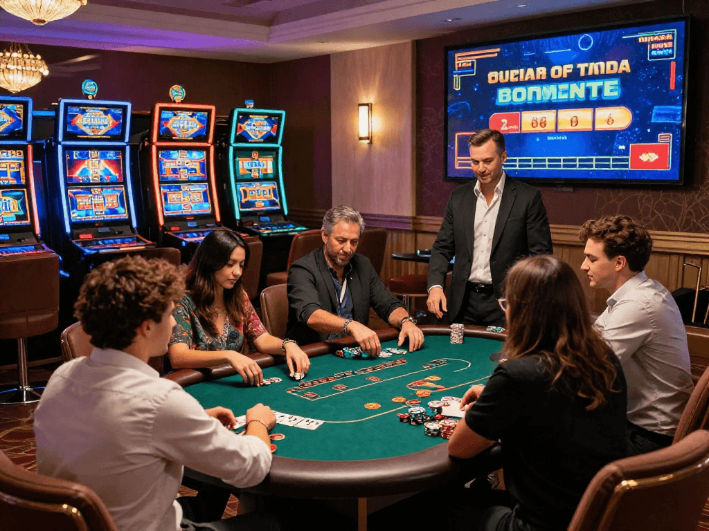 Exciting gameplay at euro casinos with diverse players enjoying poker in an elegant setting.