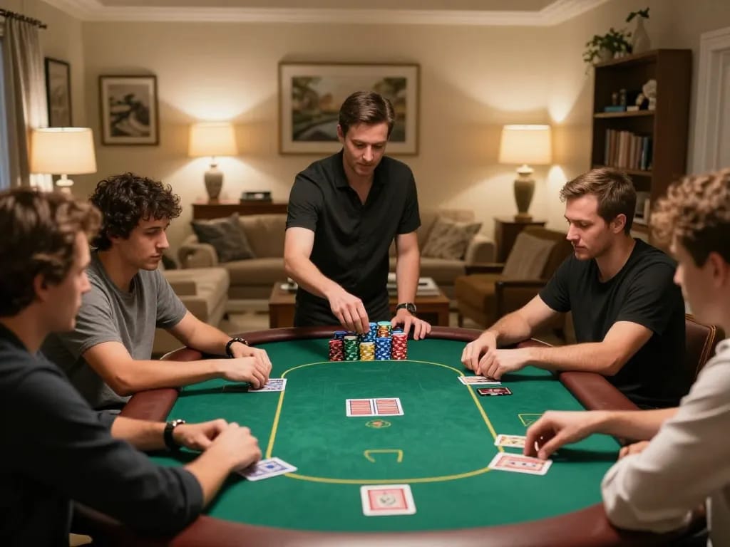 Play poker at home with friends while enjoying new หนังใหม่ชนโรง and snacks in a cozy atmosphere