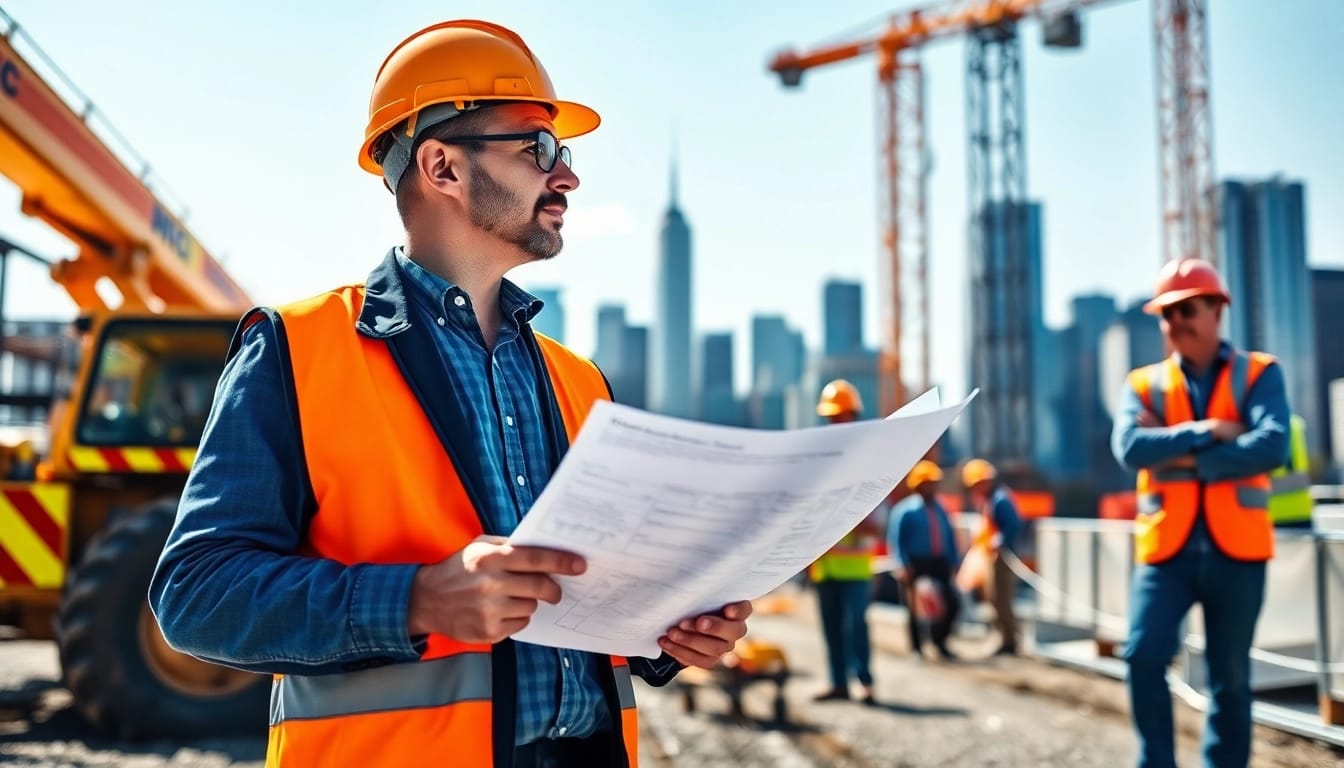 New York Construction Manager directing a team on an active site, showcasing expertise and leadership.