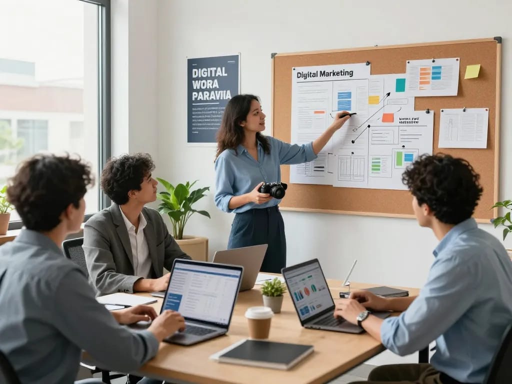 Best SEO Company NYC team brainstorming strategies in a modern office, enhancing collaboration.