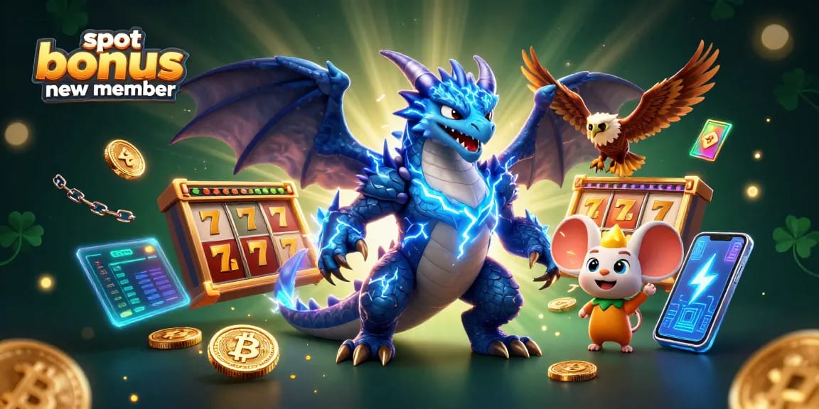 Claim your slot bonus new member and win while enjoying vibrant 3D casino illustration.