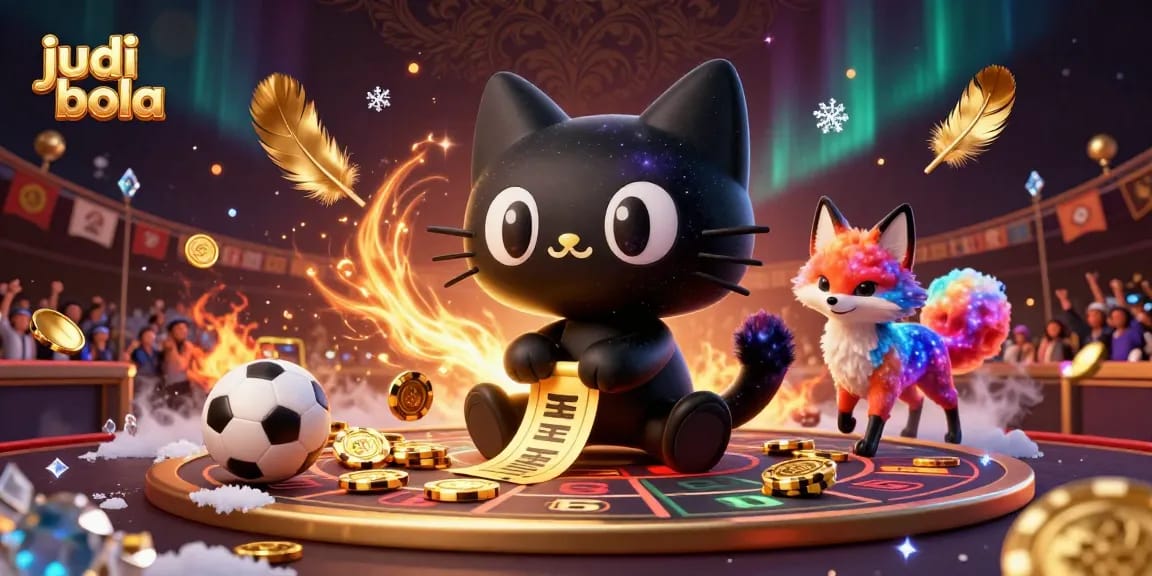 Engage in judi bola betting with vibrant sports action and dynamic scenes in a cosmic casino atmosphere.