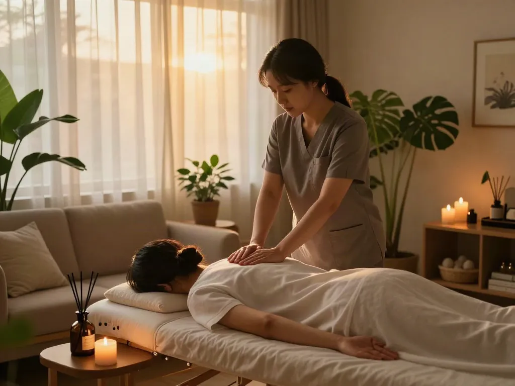 Expert 남양주출장마사지 in a tranquil home setting with calming decor.